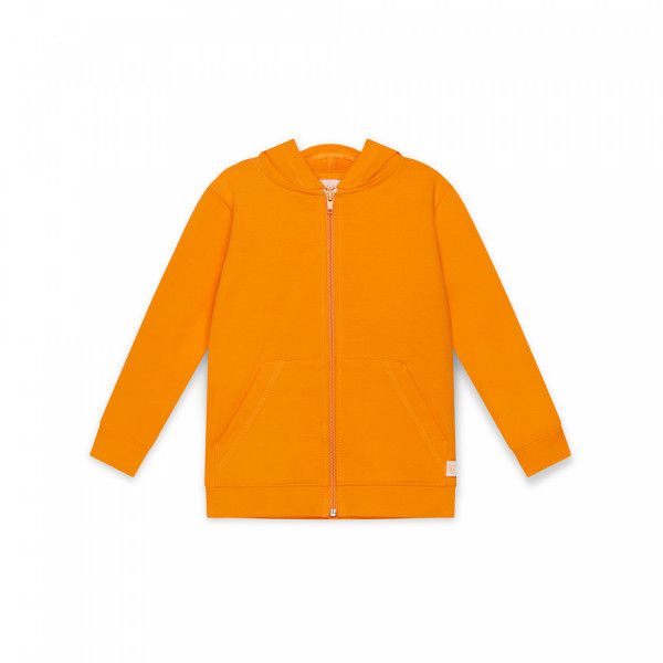 Rozpinana bluza z kapturem z miękkim meszkiem pomarańczowa