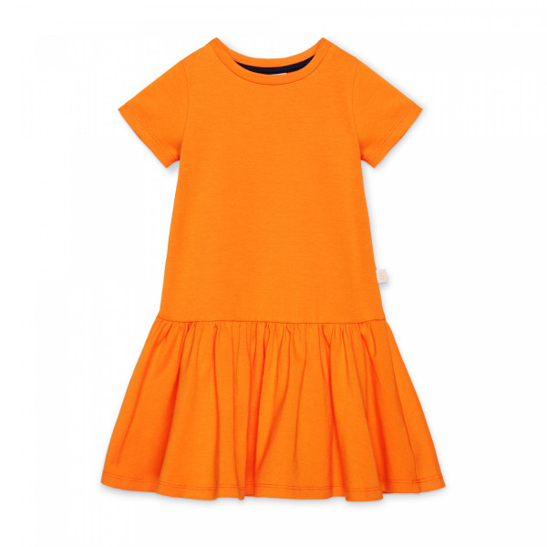 Sukienka z falbanką na krótki rękaw pomarańczowa