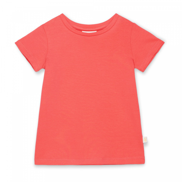 Bawełniany t-shirt dziecięcy z krótkim rękawem koralowy