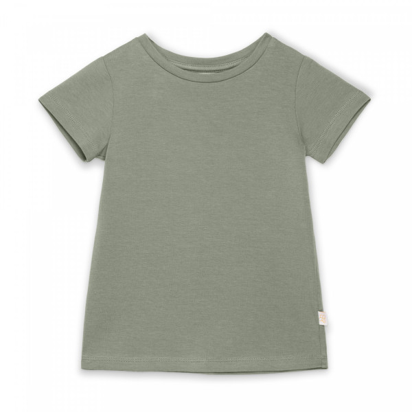 Bawełniany t-shirt dziecięcy z krótkim rękawem oliwkowy