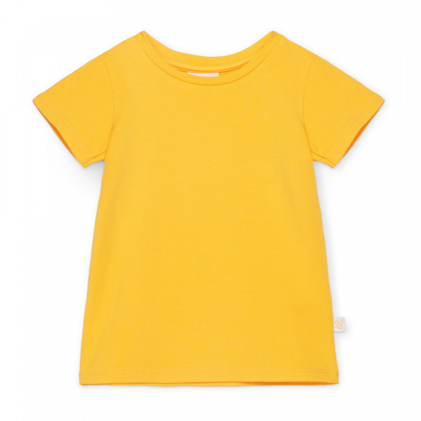 Bawełniany t-shirt dziecięcy z krótkim rękawem żółty