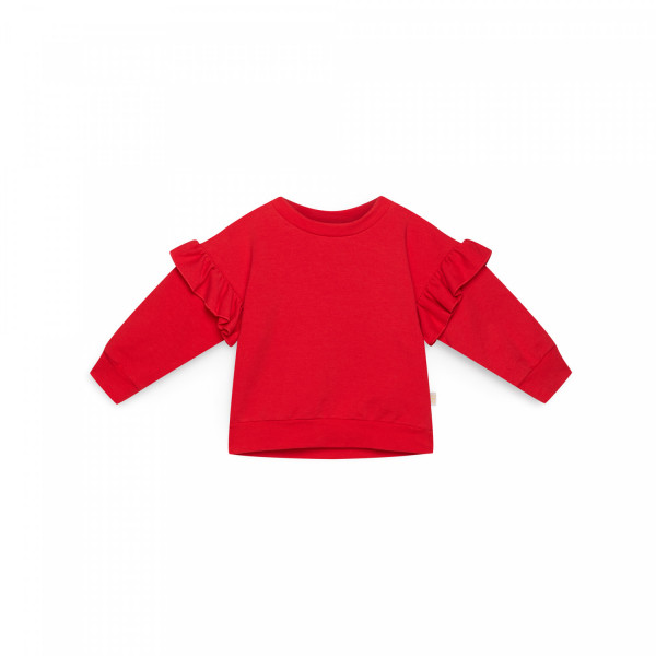 Dziewczęca bluza z falbanami i ściągaczem czerwona