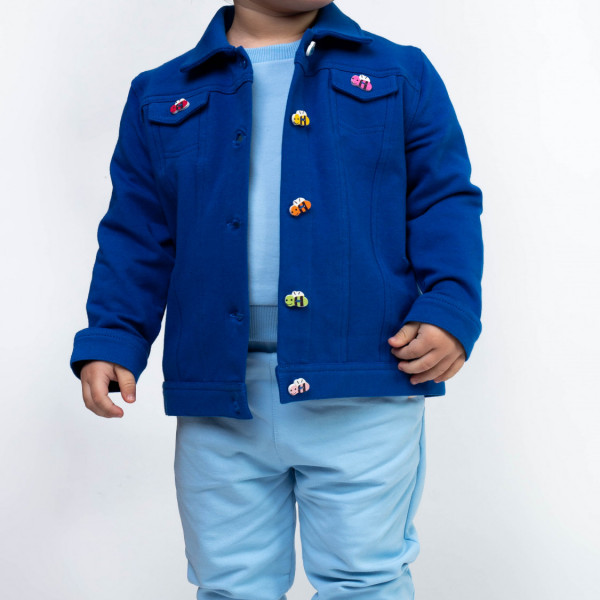 Bawełniana kurteczka dziecięca typu katana z miękkim meszkiem błękitna 1