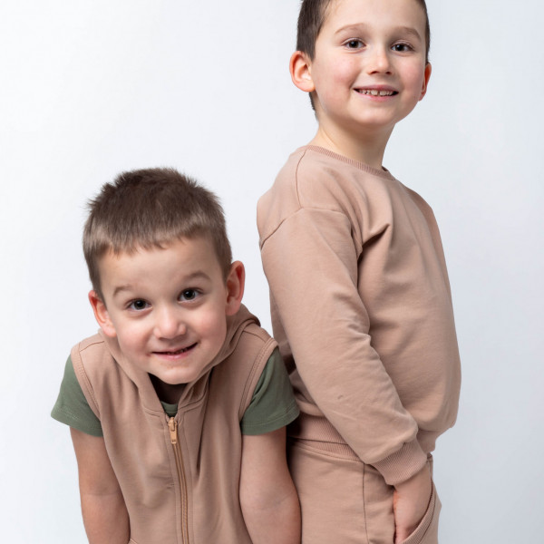 Bawełniana dziecięca bluza dresowa z miękkim meszkiem musztardowa 16