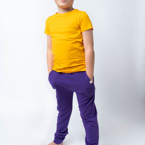 Bawełniany t-shirt dziecięcy z krótkim rękawem żółty 2