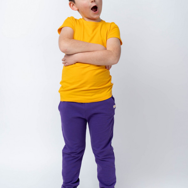 Bawełniany t-shirt dziecięcy z krótkim rękawem fioletowy 3