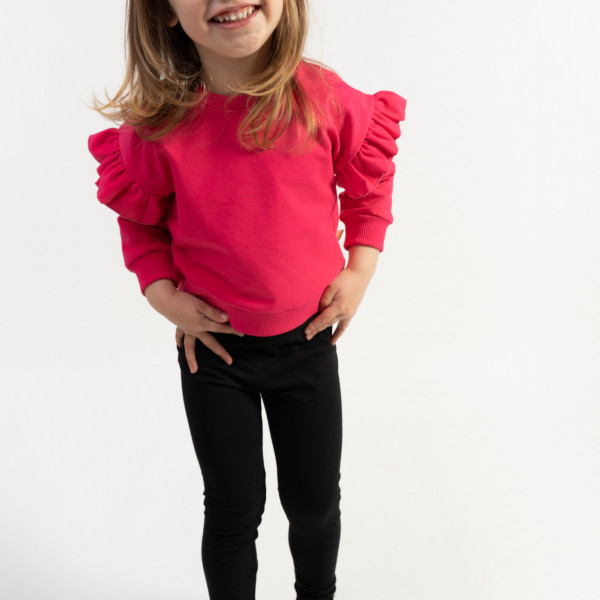 Dziewczęca bluza z falbanami i ściągaczem czerwona 4