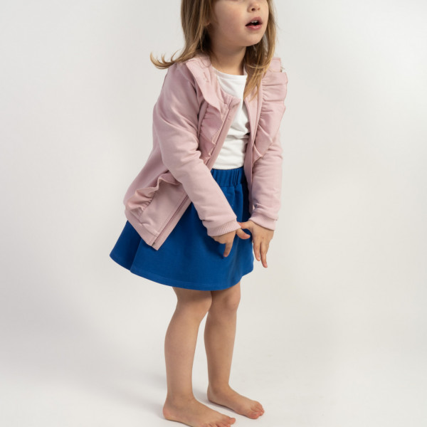 Rozpinana bluza dziewczęca z falbanami z miękkim meszkiem jasny różowy 1