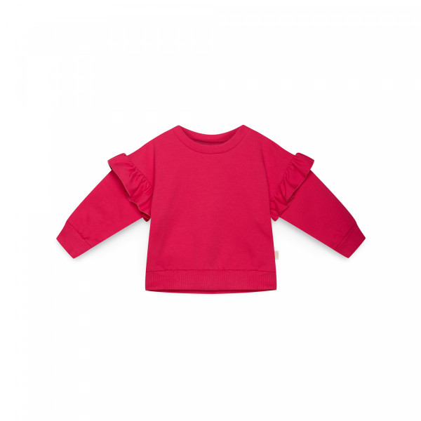 Dziewczęca bluza z falbanami i ściągaczem z miękkim meszkiem różowa