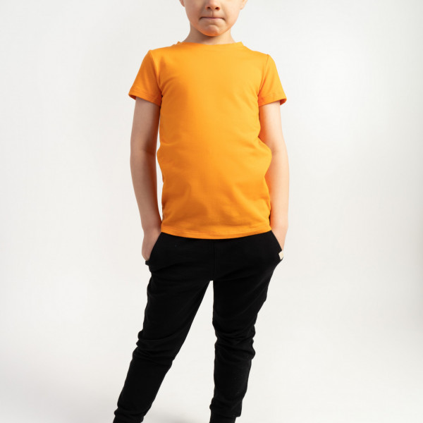 Bawełniany t-shirt dziecięcy z krótkim rękawem pomarańczowy 5