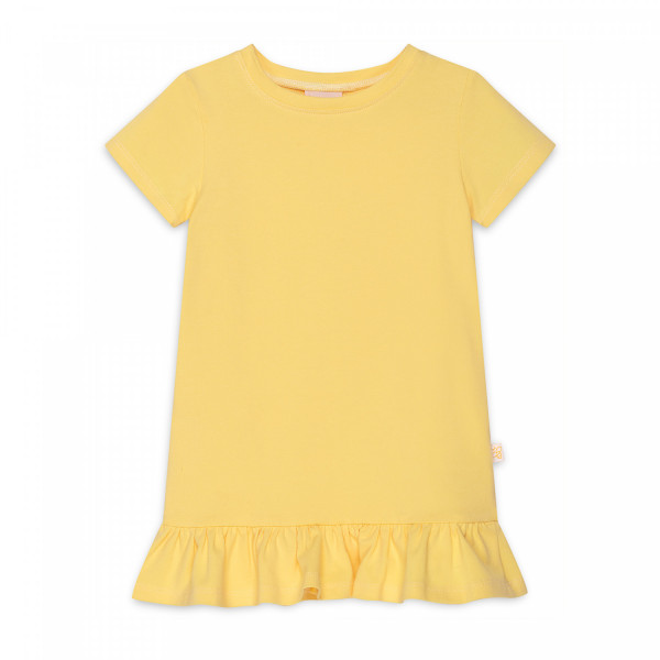 T-shirt dziewczęcy z falbanką jasny żółty
