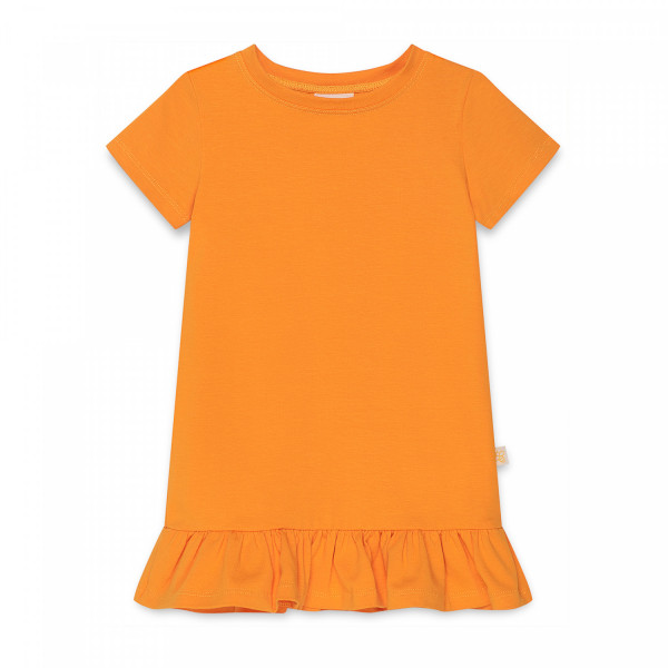 T-shirt dziewczęcy z falbanką pomarańczowy