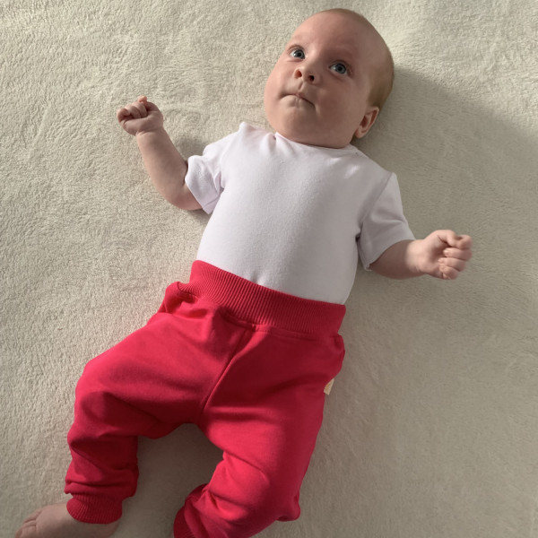 Spodnie dresowe niemowlęce z miękkim meszkiem jasny róż 5