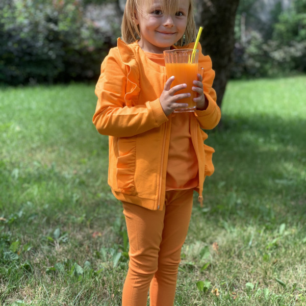 Rozpinana bluza dziewczęca z falbanami z miękkim meszkiem pomarańczowy 2