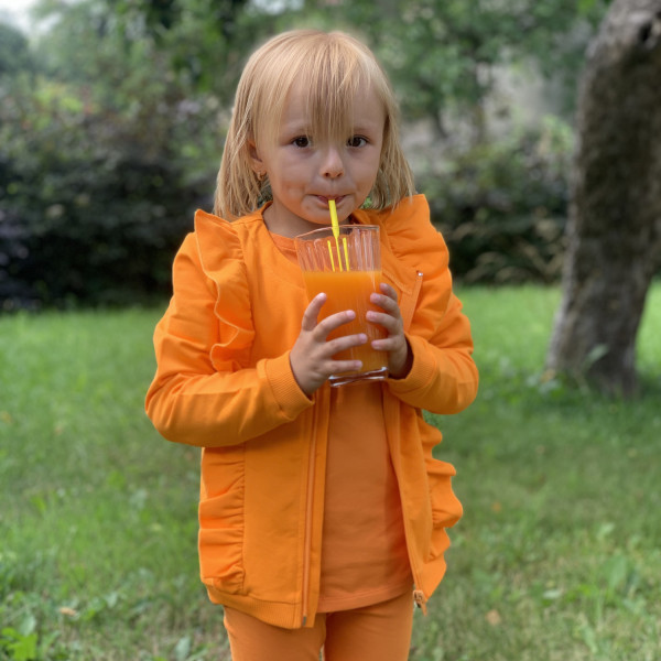 Rozpinana bluza dziewczęca z falbanami z miękkim meszkiem pomarańczowy 3